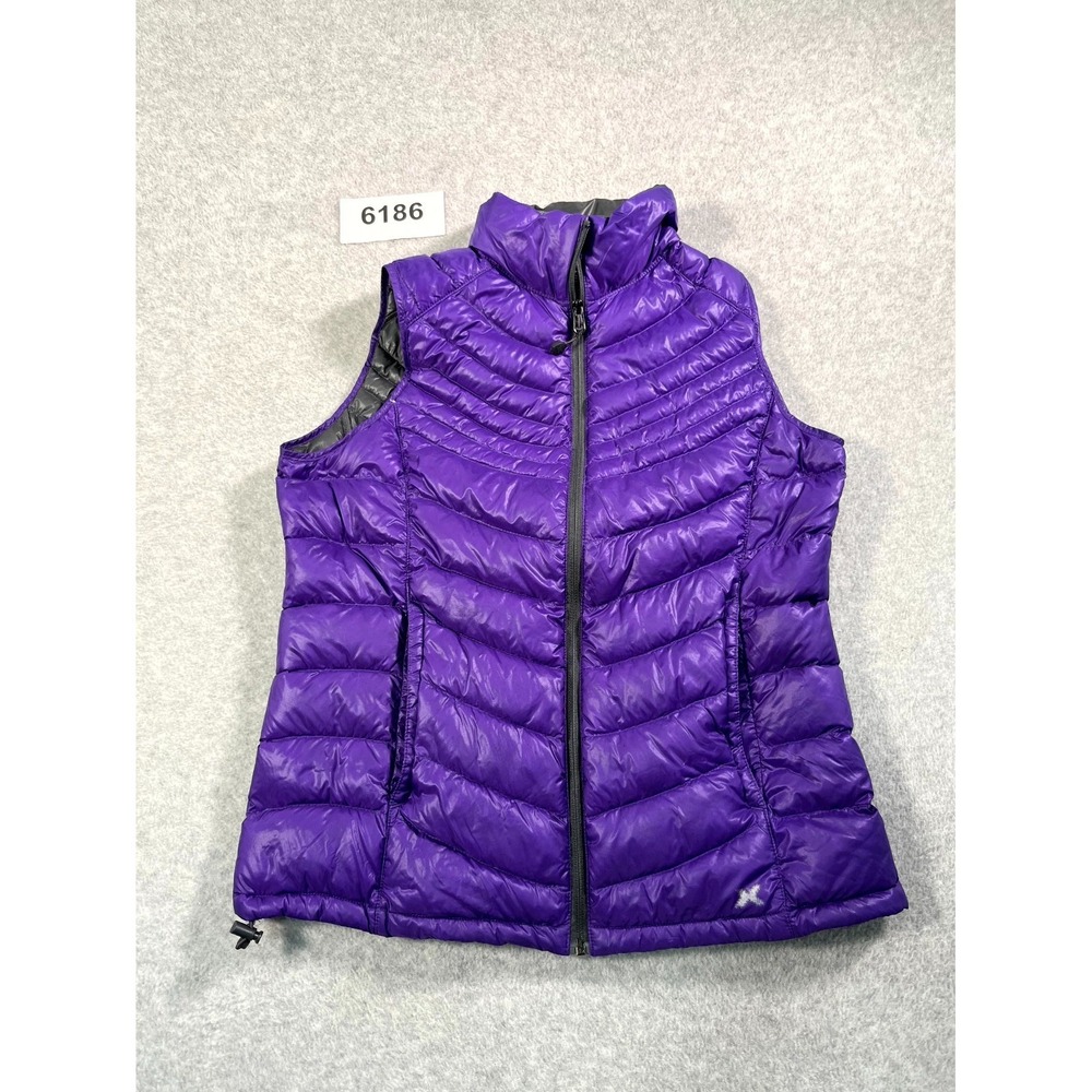 Xersion Packable Puffer Vest Womens Small Purple Nylon Full Zip Quilted Down‎